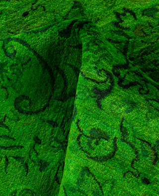 Contemporary Overdyed Wool Hand Knotted Green Area Rug 4' 2" x 6' 3"