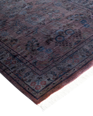 Modern Overdyed Hand Knotted Wool Purple Runner 2' 3" x 12' 5"
