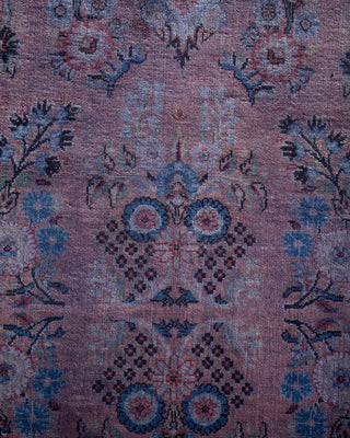 Modern Overdyed Hand Knotted Wool Purple Runner 2' 3" x 12' 5"
