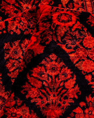 Modern Overdyed Hand Knotted Wool Red Runner 2' 7" x 10' 2"