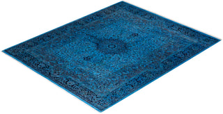 Contemporary Fine Vibrance Blue Wool Area Rug - 6' 8" x 8' 0"