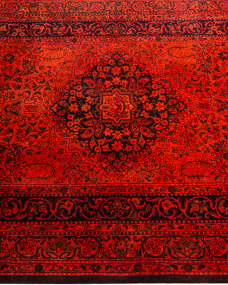 Modern Overdyed Hand Knotted Wool Orange Area Rug 3' 2" x 5' 2"