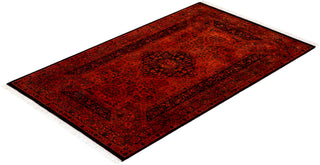 Modern Overdyed Hand Knotted Wool Orange Area Rug 3' 2" x 5' 2"