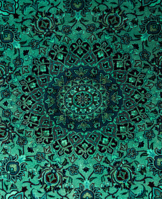 Overdyed Hand-Knotted Wool Modern-Contemporary Green Area Rug 8' 1" x 8' 3"