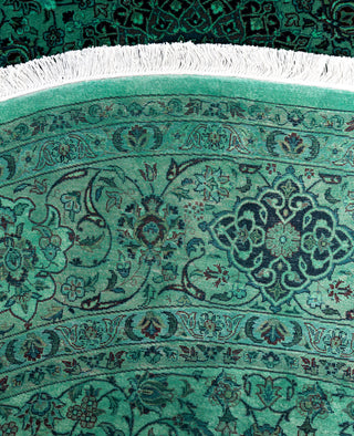 Overdyed Hand-Knotted Wool Modern-Contemporary Green Area Rug 8' 1" x 8' 3"