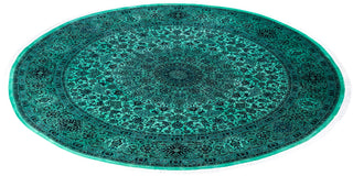 Overdyed Hand-Knotted Wool Modern-Contemporary Green Area Rug 8' 1" x 8' 3"