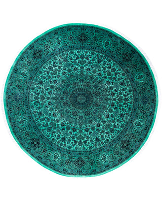 Overdyed Hand-Knotted Wool Modern-Contemporary Green Area Rug 8' 1" x 8' 3"