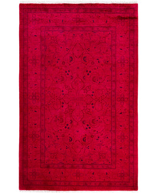 Contemporary Overdyed Wool Hand Knotted Purple Area Rug 4' 8" x 7' 4"