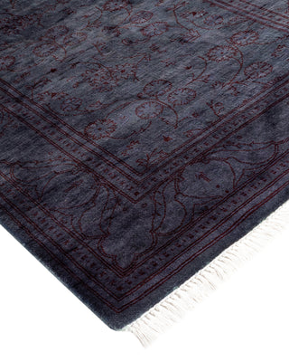 Modern Overdyed Hand Knotted Wool Purple Runner 2' 7" x 8' 3"