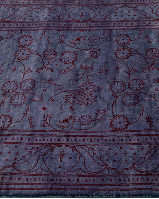 Modern Overdyed Hand Knotted Wool Purple Runner 2' 7" x 8' 3"