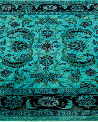 Modern Overdyed Hand Knotted Wool Blue Runner 2' 7" x 10' 1"