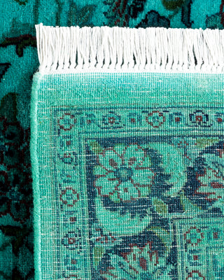 Contemporary Hand-Knotted Overdyed Blue Runner 2' 7" x 10' 1"