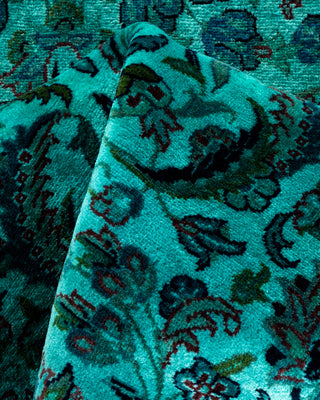 Contemporary Hand-Knotted Overdyed Blue Runner 2' 7" x 10' 1"