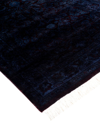 Modern Overdyed Hand Knotted Wool Purple Runner 2' 4" x 11' 10"