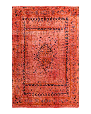 Contemporary Overyed Wool Hand Knotted Pink Area Rug 5' 10" x 9' 5"