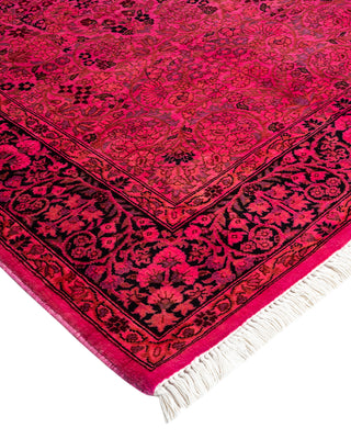 Modern Overdyed Hand Knotted Wool Pink Area Rug 3' 1" x 5' 4"