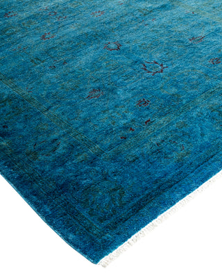 Modern Overdyed Hand Knotted Wool Blue Area Rug 3' 2" x 5' 3"