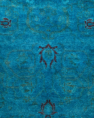 Modern Overdyed Hand Knotted Wool Blue Area Rug 3' 2" x 5' 3"