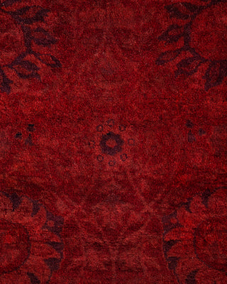 Modern Overdyed Hand Knotted Wool Red Runner 3' 2" x 8' 7"