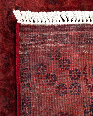 Modern Overdyed Hand Knotted Wool Red Runner 3' 2" x 8' 7"