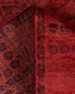 Modern Overdyed Hand Knotted Wool Red Runner 3' 2" x 8' 7"