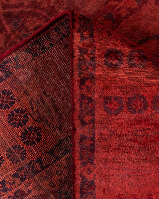Contemporary Hand-Knotted Overdyed Red Runner 3' 2" x 8' 7"