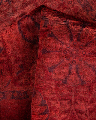Contemporary Hand-Knotted Overdyed Red Runner 3' 2" x 8' 7"