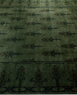 Contemporary Overdyed Wool Hand Knotted Green Area Rug 6' 2" x 9' 0"