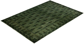 Contemporary Overdyed Wool Hand Knotted Green Area Rug 6' 2" x 9' 0"