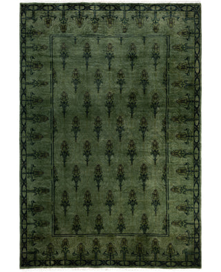Contemporary Overdyed Wool Hand Knotted Green Area Rug 6' 2" x 9' 0"