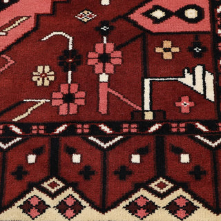 Sahara Hand Knotted Hamadan Inspired Wool Boho Red Area Rug