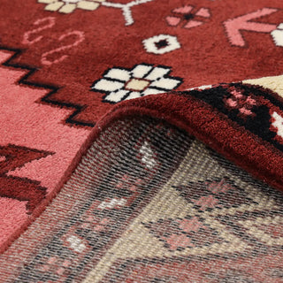 Sahara Hand Knotted Hamadan Inspired Wool Boho Red Area Rug