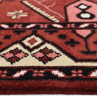 Sahara Hand Knotted Hamadan Inspired Wool Boho Red Area Rug