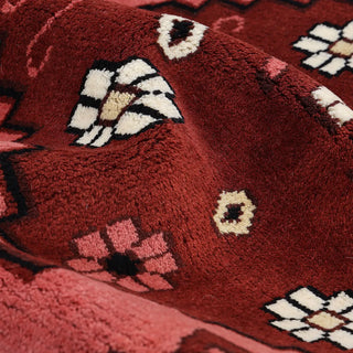 Sahara Hand Knotted Hamadan Inspired Wool Boho Red Area Rug