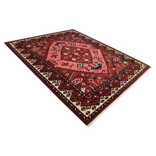 Sahara Hand Knotted Hamadan Inspired Wool Boho Red Area Rug