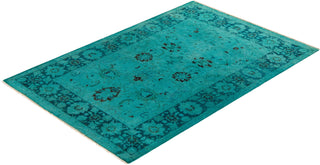 Fine Vibrance, One-of-a-Kind Hand-Knotted Area Rug - Blue, 4' 0" x 6' 0" - Solo Rugs