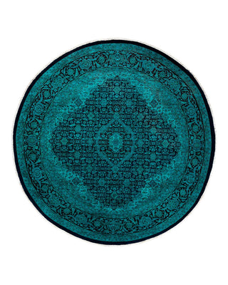 Fine Vibrance, One-of-a-Kind Hand-Knotted Area Rug - Blue, 6' 8" x 6' 9" - Solo Rugs