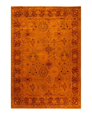Fine Vibrance, One-of-a-Kind Hand-Knotted Area Rug - Gold, 6' 2" x 8' 10" - Solo Rugs