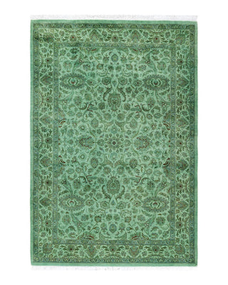 Fine Vibrance, One-of-a-Kind Hand-Knotted Area Rug - Green, 4' 3" x 6' 4" - Solo Rugs