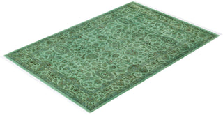 Fine Vibrance, One-of-a-Kind Hand-Knotted Area Rug - Green, 4' 3" x 6' 4" - Solo Rugs