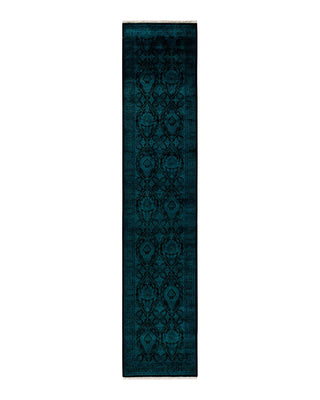 Fine Vibrance, One-of-a-Kind Hand-Knotted Runner Rug - Black, 2' 6" x 11' 9" - Solo Rugs