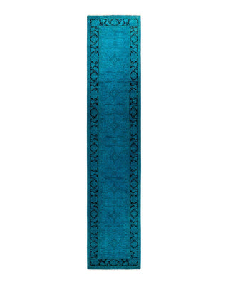Fine Vibrance, One-of-a-Kind Hand-Knotted Runner Rug - Blue, 2' 5" x 12' 3" - Solo Rugs