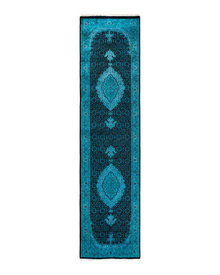 Fine Vibrance, One-of-a-Kind Hand-Knotted Runner Rug - Blue, 2' 6" x 10' 2" - Solo Rugs