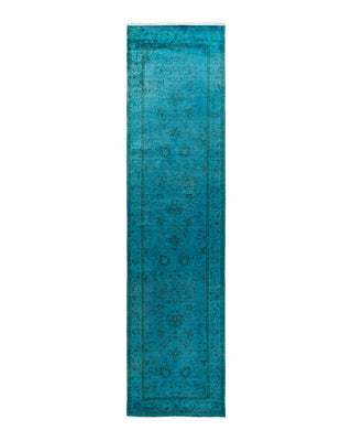 Fine Vibrance, One-of-a-Kind Hand-Knotted Runner Rug - Blue, 2' 6" x 10' 3" - Solo Rugs