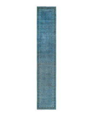 Fine Vibrance, One-of-a-Kind Hand-Knotted Runner Rug - Blue, 2' 7" x 14' 10" - Solo Rugs