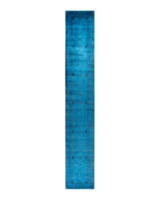 Fine Vibrance, One-of-a-Kind Hand-Knotted Runner Rug - Blue, 2' 7" x 17' 1" - Solo Rugs