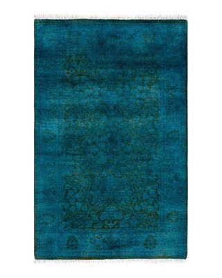 Fine Vibrance, One-of-a-Kind Hand-Knotted Runner Rug - Blue, 2' 8" x 4' 2" - Solo Rugs