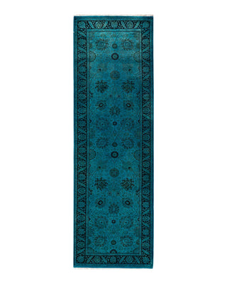 Fine Vibrance, One-of-a-Kind Hand-Knotted Runner Rug - Blue, 3' 0" x 9' 10" - Solo Rugs