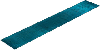 Fine Vibrance, One-of-a-Kind Hand-Knotted Runner Rug - Blue, 3' 2" x 19' 10" - Solo Rugs