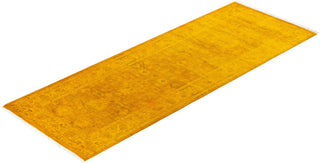 Fine Vibrance, One-of-a-Kind Hand-Knotted Runner Rug - Gold, 2' 2" x 6' 1" - Solo Rugs